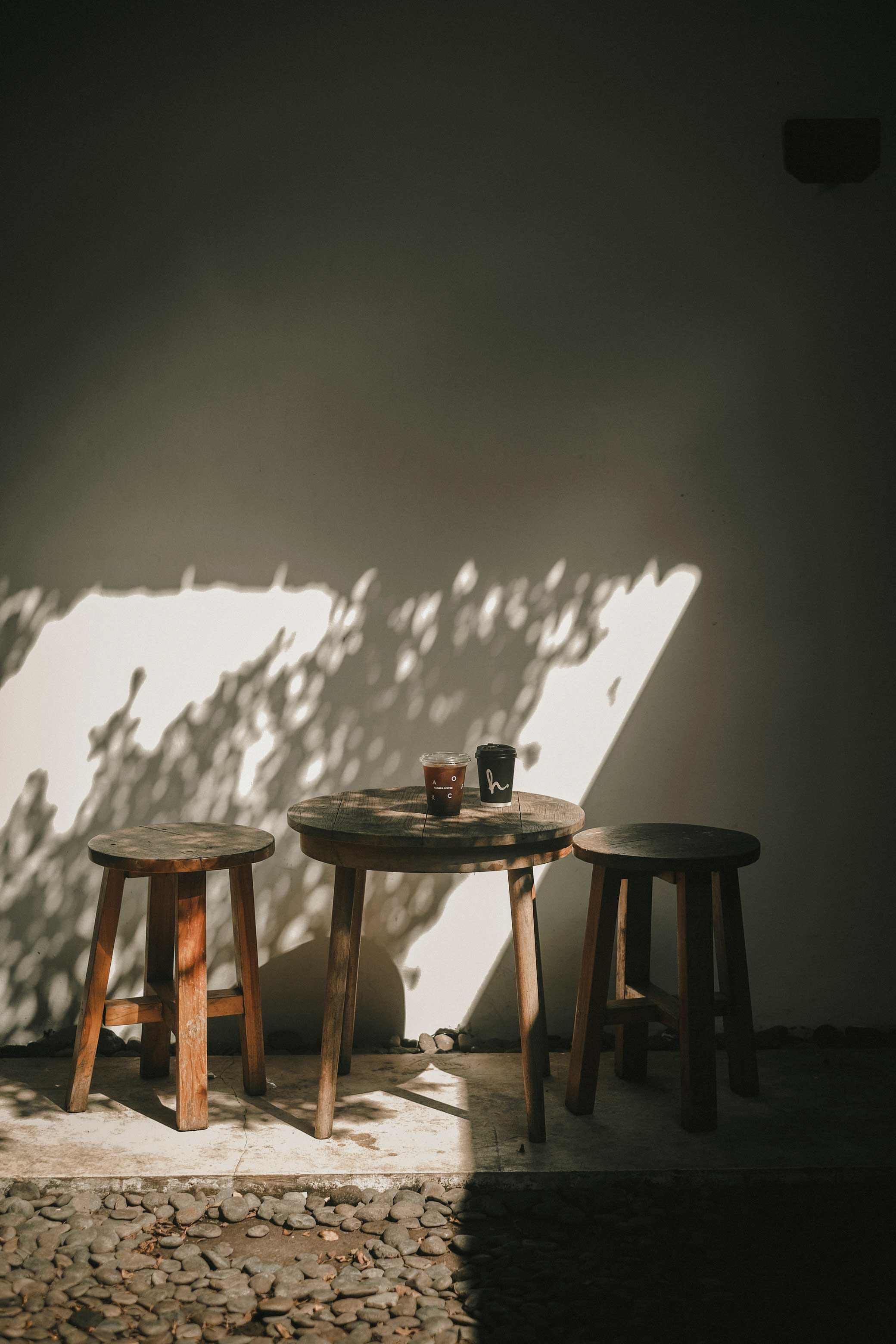 Small outdoor table at local bakery/cafe in Rego Park near CORE NYC apartments.