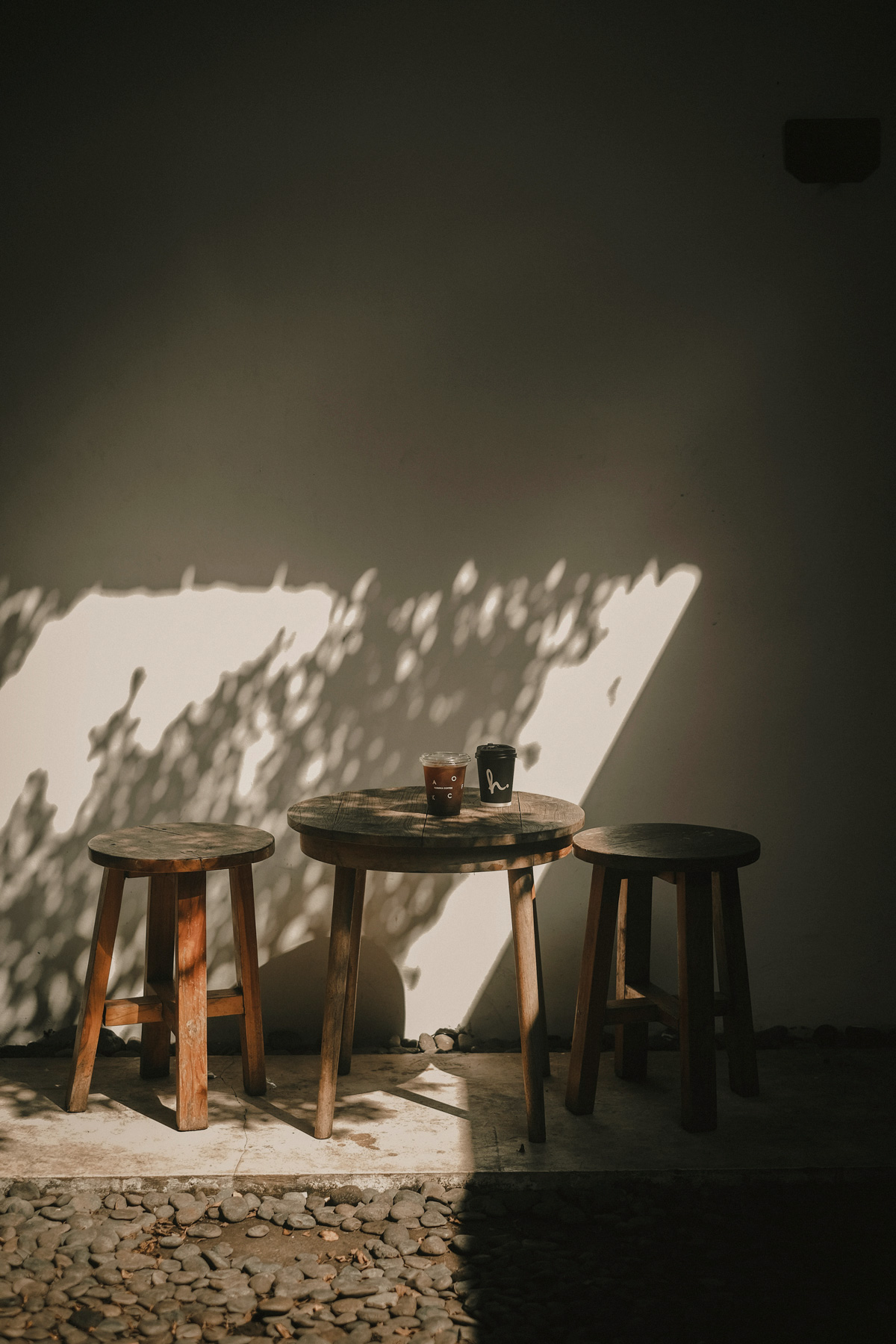 Small outdoor table at local bakery/cafe in Rego Park near CORE NYC apartments.