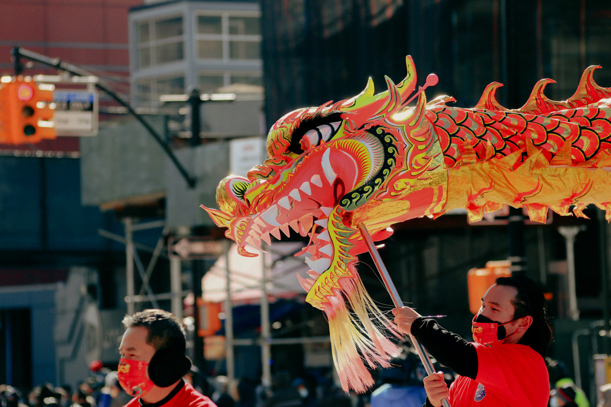 Lunar New Year dragon celebration in Queens, NY near Rego Park luxury apartments at CORE NYC.